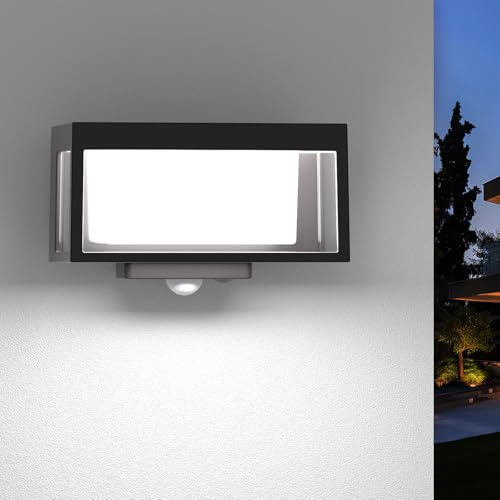 Mittokonnel außenleuchte mit bewegungsmelder, IP65 Wasserdichte Solarlampen für Außenwand, Moderne, kabellose Montage, geeignet für Eingang, Einfahrt, Terrasse, Garten(1 Stück)