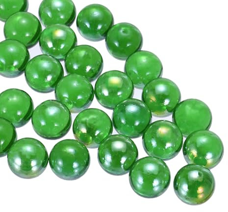 sourcing map Glass Beads,1set Round Glass Gemstone Dark Green 0.60lbs (0.63) Glass Marbles Pebbles for Vase Fillers Aquarium Decor DIY Craft