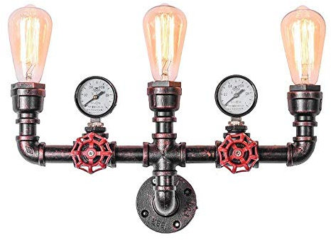 Lampada da parete con tubo a loft in metallo vintage lampada da parete retro industriale sconce e27 basare lampada rossa valvola lampada a vapore a vapore 60w max per ristorante, bar, bar, colore