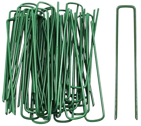 30 Stück Erdanker verzinkt Anti Rost, Bodenanker Verzinkt aus Stahldraht | Erdanker Erdnägel, Uförmige Bodenanker für Unkrautvlies Gartenvlies Camping Zaun Garten, Grün