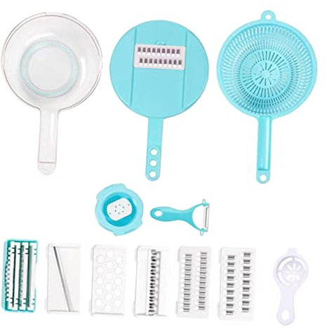FUNOMOCYA Cortadora Rallador De Verduras Multifuncional Con Cesta Escurridora Transparente Trituradora Manual Para Cocina Alimentos Fácil De Limpiar y Seguro Para Ajo Queso