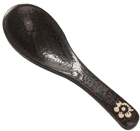 XDAWQP Tablespoons Ceramic Soup Spoon Set Ramen Spoon Dessert Spoon 10 Pieces Japanese and Korean Meal Spoon Length 5.5 Inches Black Serving Spoon