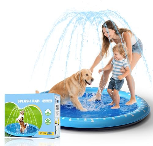 Nobleza Hundepool mit Sprinkler-Funktion Ø 170cm – Faltbares Splash Pad mit 0.55mm verdicktem Anti-Rutsch PVC für Hunde & Kinder, Sommer-Spaß im Garten