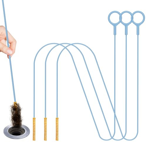 Abflussreiniger Spirale Lang 127 cm, Unzerbrechliches Edelstahl Abflussreiniger Sticks, Flexibles Rohrreinigungsbürste Rohrbürste für Badezimme Steckloch Küche und Dusche(3 Stück)