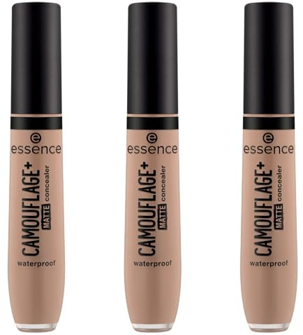 essence CAMOUFLAGE+ MATTE concealer, Nr. 130, Nude, langanhaltend, mattierend, abdeckend, matt, vegan, ölfrei, ohne Parabene, ohne Mikroplastikpartikel, 3er Pack (3x8ml)