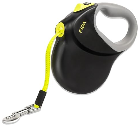 Guinzaglio Cane, Guinzaglio Retrattile Per Cani, Guinzaglio Per Cani Allungabile Riflettente, Impugnatura Ergonomica, Nylon Resistente, Lunghezza 8 Metri, Fino A 50 Kg, Nero E Giallo