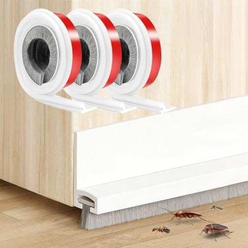 3 Stück Selbstklebende Bürstendichtung 3x100cm Zugluftstopper für Türen Türdichtung Unten für Türdichtung Unten Schalldichte Türbesen Geeignet für Schlafzimmer Wohnzimmer Badezimmer und Büros Weiß