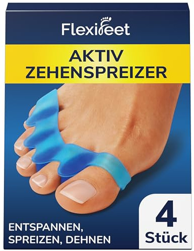 FLEXIFEET Zehenspreizer Hallux Valgus 4 Stück Silikon Zehenspreizer | Silikon Zehentrenner für Hallux Valgus und überlappende Zehen, Toe Spacer, Toe Separator, BPA-frei, Einheitsgröße