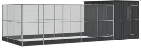 ZIRLANLV Voljär med Förlängning, Fågelvoljär - Silverstål, Utomhusfågelbur med Låsbar Dörr, Walk In Chicken Run Coop, för pigeons parrots Parakit (704 x 303 x 216 cm)