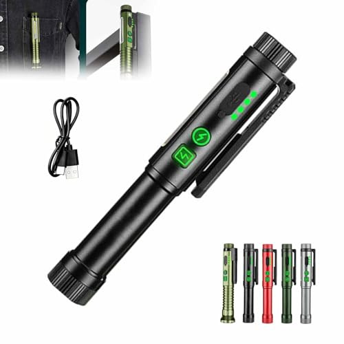 800LM Multifunctional Rechargeable EDC Flashlight, USB-C Rechargeable Penlight Work Light 11 Modes, Magnetic Clip & Base Glass Breaker, Bottle Opener for Camping Hiking Running (Ordinary-A)