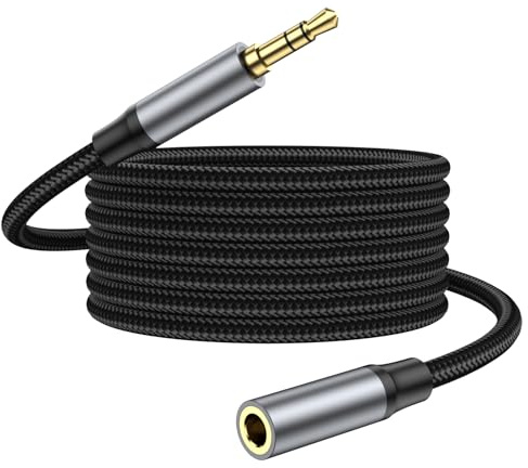 KAYQINHO Headphone Extension Cable, 5M 3.5mm Auxiliary Audio Extension Cable, Copper Shell Heavy Duty 3.5mm TRS Male to Female Stereo Audio Cable for Smartphones, Tablets, Media Player.