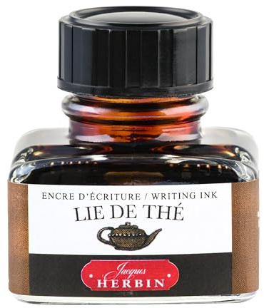 Jacques Herbin 13044T - A 30 ml Bottle of Ink for Fountain pens and Rollerball pens, Lie de thé/Tea Leaves Colour - Made in France - Calligraphy Writing