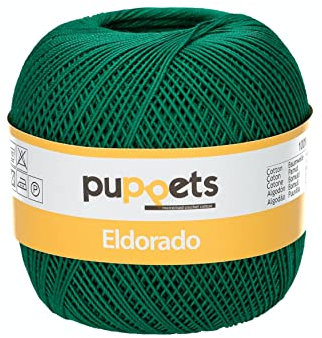 Puppets Eldorado Stärke 10 4574010-06332 dunkelgrün Häkelgarn, 100% Baumwolle
