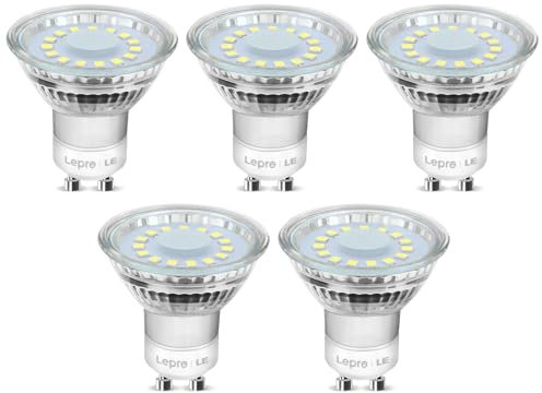 Lepro GU10 LED Lampe, 4W 325 Lumen LED Leuchtmittel, 5000 Kelvin Tageslichtweiß, 110 Grad Abstrahlwinkel Reflektorlampe, 5 Stück