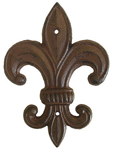 zeitzone Lilie Deko Groß Gusseisen Französische Fleur-de-Lys für Wand Antik-Stil Braun