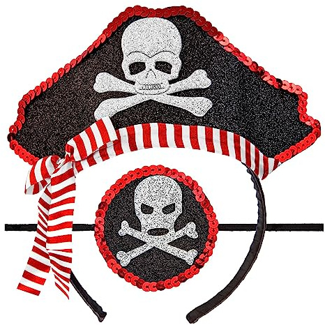 W WIDMANN MILANO Party Fashion - Haarreif Pirat und Augenklappe | Accessoire Set für Piraten und Freibeuter Kostüme an Karneval und Mottoparty