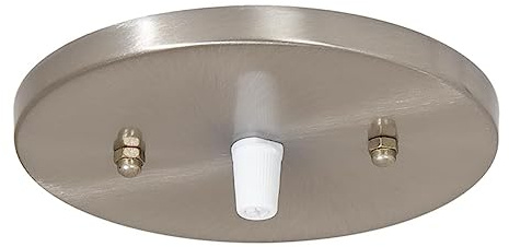 B&P Lamp 5 1/4 Inch Modern Shallow Steel Ceiling Light Canopy Plate Kit with Hardware, Satin Nickel
