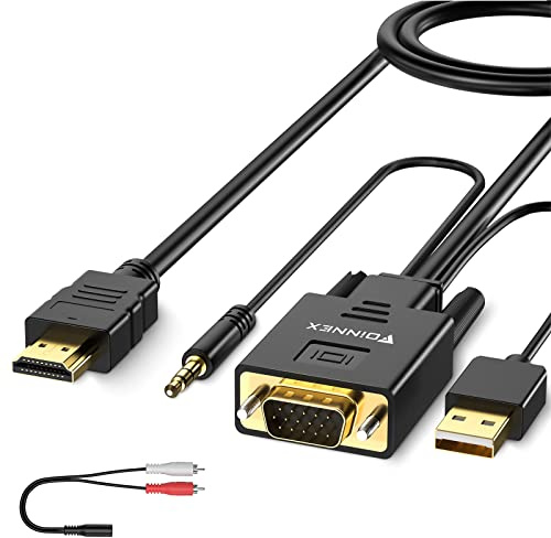 FOINNEX VGA auf HDMI Kabel 4.5M, VGA zu HDMI Adapter mit Audio für PC, Laptop, Monitor, Beamer, HDTV