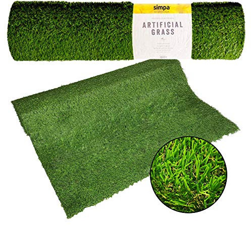 Simpa 1 x Quality Non Fade Artificial Grass Pile Roll - 4m x 1m / 13ft x 3.3ft - 20mm Pile Height - Astro Turf Fake Lawn - Tested for Extreme Weather Conditions.