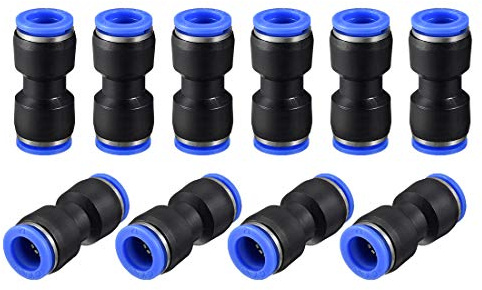 sourcing map Plastic Straight Union Push to Connect Tube Fitting 12mm OD Push Fit Lock Blue 10pcs