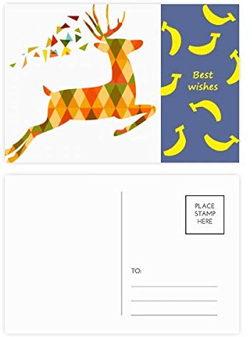 Weihnachts-Postkarten-Set, bunt, Elch-Gitter, Festival, Bananenmotiv, 20 Stück