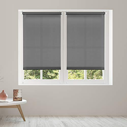 Estores Enrollables Traslúcidos Sin Taladrar Que Deja Pasar la luz Natural, Estor translúcido Fácil instalación sin Herramientas para Ventanas Color Gris 45x180 cm (Ancho x Alto) STORESDECO