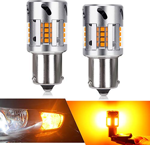 OPP ULITE 1156 BAU15S PY21W LED Bulbs Amber Yellow Turn Signal Light Error Free Canbus Built In Resistors 1156 LED Bulb Used for Backup Reverse Lights Tail Lights,Turn Signal Light, RV lights, (2 Pcs)