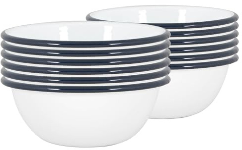 Argon Tableware Weiße Emailleschalen - 16cm - Marine - Pack Von 12