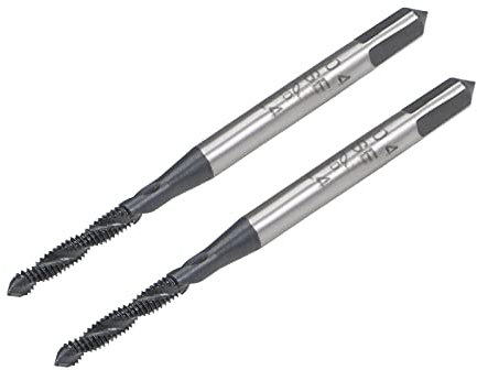 sourcing map M2 x 0.4 Taraud à Fileter Spirale Cannelure Métrique Machine HSS Nitruration Recouvert Rond Jarret avec Carré Embout H2 Tolérance 2Pcs