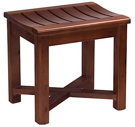RTY-BY Holz Wasserfest Duschbank Badhocker for Senioren Badezimmerhocker Dusche Badezimmer Hocker Bank Erwachsene rutschfest Duschsitz Badewanne Badehocker Spa ändern Schuhe Hocker, 42 × 34 × 45 cm