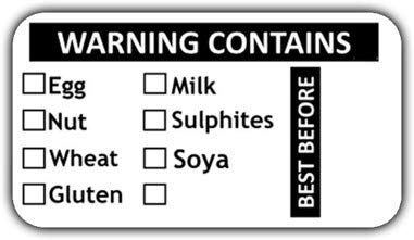 Food Allergy Labels Food Warning Labels Allergen Stickers Best Before Labels FA2 (100)