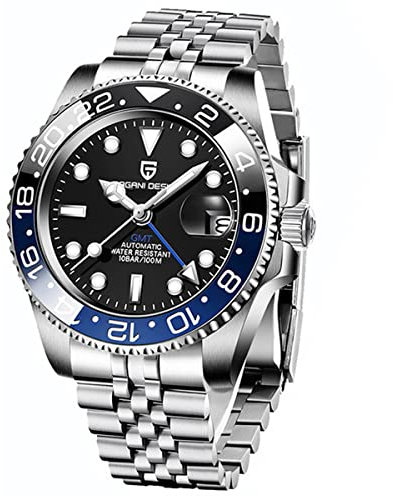 Pagani Design Herren mechanische Uhr GMT automatische Uhr Keramische Lünette NH34 Bewegungssimulation Edelstahl automatische Uhr Herren Geschenk