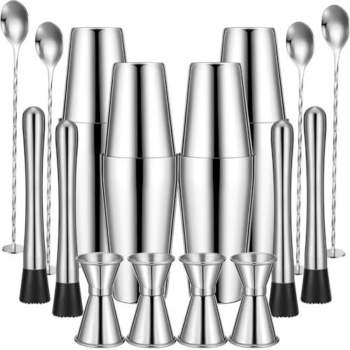 Tessco for You Cocktail Shaker Set, 16 Pcs Stainless Steel Bar Set Including Boston Shaker, Muddler, Double Measuring Jigger, Mixing Spoon, Accessories for Home Bar, Gift for Beginner, Christmas