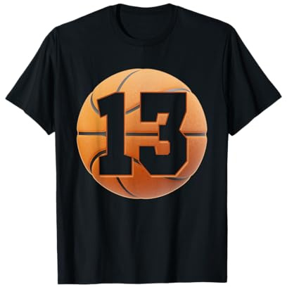 Bambini 13 anni Compleanno Tee Ragazzi basket 13 ° compleanno Maglietta
