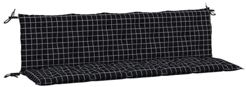 vidaXL Gartenbankauflage 2 STK., Bankauflage Sitzkissen Outdoor, Polsterauflage Auflage für Gartenbank, Bankpolster Bankkissen, Schwarz Karomuster Oxford-Gewebe, Schwarz und Weiß, 180 cm/ 2