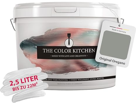 Livingwalls THE COLOR KITCHEN universelle Wandfarbe - Malerfarbe für Wohnräume und Arbeitszimmer - matte Innenfarbe in Grau - 2,5l Deckfarbe in TCK4014