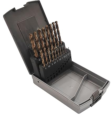 CAVATINY Spiralbohrer-Set | 19 Stück | HSS-E M35 Cobalt Metallbohrer Set | 1–10 mm, 0,5 mm Schritte | DIN 338 | für Edelstahl, Aluminium, Holz etc.