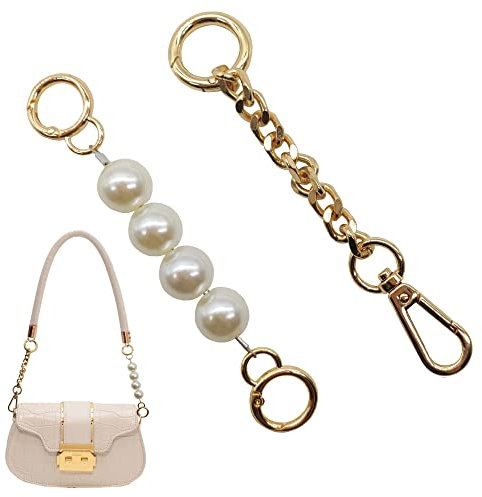 Hayaww 2 Pcs Tasche Kettenriemen Extender, Kettenriemen Mit Metallschnallen Kurze Taschengurte Perle Handtaschen Kette Flache Kettenriemen FüR Handtaschen, GeldböRsen, UmhäNgetaschen, Schminktaschen