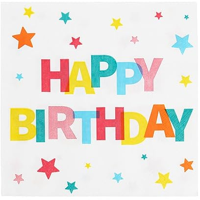 Talking Tables Lot de 20 serviettes en papier jetables colorées pour les anniversaires de tout âge, parfaites pour les fêtes d'enfants ou d'adultes, 3 plis