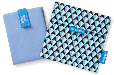 Roll'eat ® | Pack mit 2 Snackbeuteln | Sandwichbeutel mit wiederverwendbarer Verpackung, ökologischer Lebensmittelbehälter ohne BPA, Stofftasche, Farbe Blau