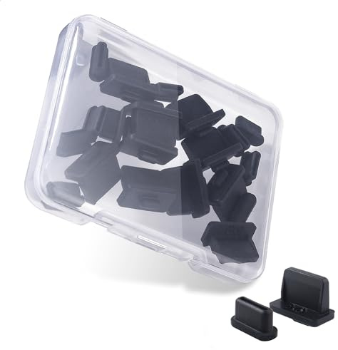 Cable Matters Combo-Pack USB-C and USB Port Covers, 10x Each, Black | 10x USB A and 10x USB C Dust Plugs, Dust Caps, Protector Plugs