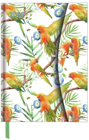 N NEUMANNVERLAGE Agenda de poche Jungle 2025, 16 x 22 cm, avec fermeture magnétique et ruban marque-page, poche pour cartes de visite, calendrier annuel et international : Magneto Diary