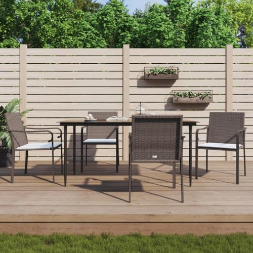GuyAna Gartenstühle mit Kissen 4 STK. Braun 56x59x84 cm Poly Rattan Rattansessel Sklum