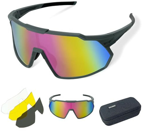 TWO-X Sportbrille Speed verspiegelt Laufbrille Fahrradbrille Rad-Sonnenbrille Half grau pink