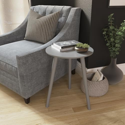 Vida Designs Runder Beistelltisch, Kleiner Beistelltisch für Wohnzimmer, Schlafzimmer, kleine Räume, einfache Montage, H51 x B40 x T40 cm (Grau)