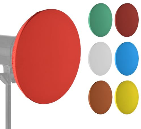 Generic Kamera-Reflektor, Studio-Blitzreflektor, verstellbarer Reflektor-Schirm, Softcover, 7 Stück, 55 cm, Fotografie-Lichtschirm, Stoff, weiche Diffusor-Abdeckung, blau/rot/grün/weiß/gelb/braun/lila