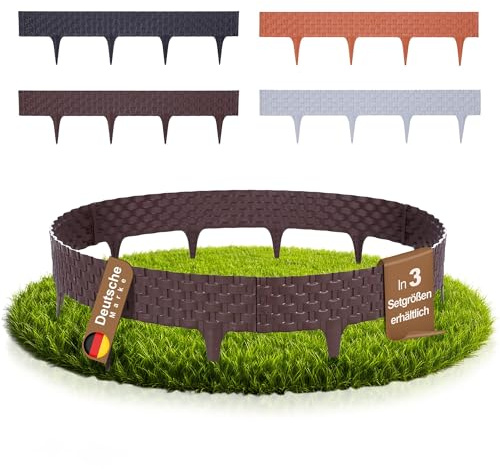BOOGARDI Beeteinfassung Rattan-Optik · 4m Rasenkante Kunststoff Braun · Beetbegrenzung in 4 Farben · Palisade Beetumrandung für Beet & Garten · Rasenkanten Beetabgrenzung Blumenbeet Umrandung