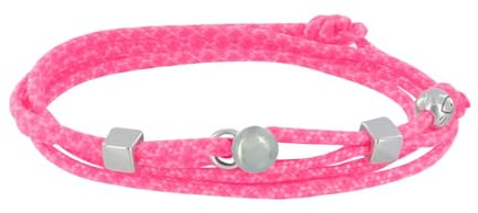 LES POULETTES BIJOUX - Silbernen Metall Herren Armband Würfel Knopf Verschluss und Paracord Link - Neon Pink