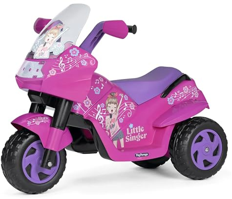 PEG Little Singer Moto Elettrica Cavalcabile per Bambini dai 2 Anni, Batteria Ricaricabile da 6V, Fari LED, Clacson e Musica, Velocità 4 km/h, Due Ruote Motrici con Battistrada Tassellato