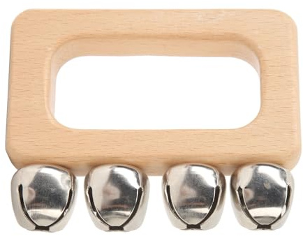 Tanz-Handglocke, Holz, Rechteckiger Griff, Metall-Jingle Bells, Tragbare Percussion Aufführungen